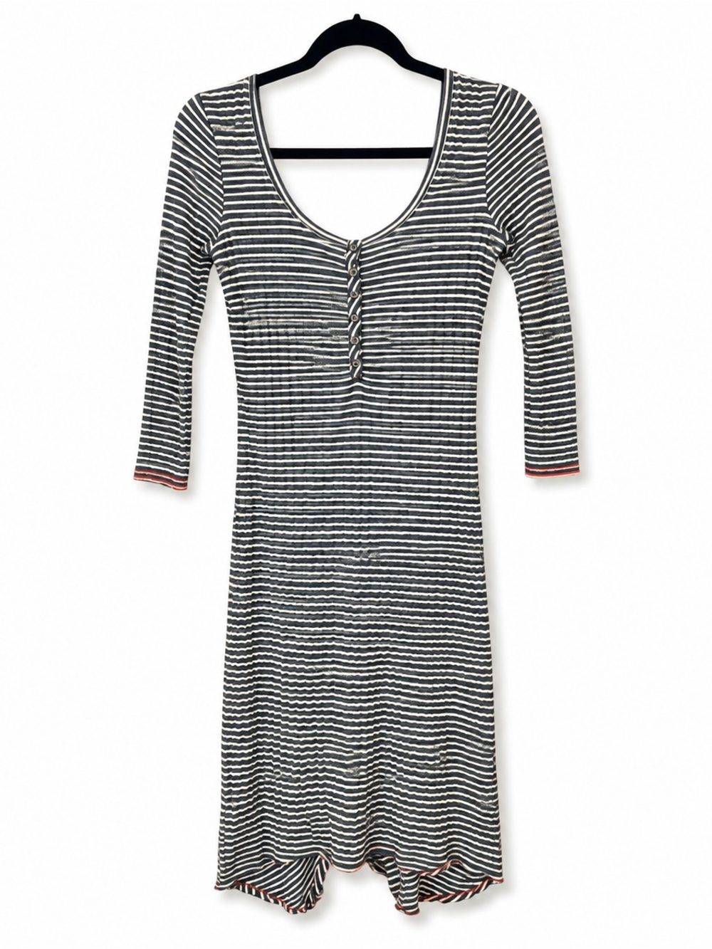 Free People Blue & White Stripe Henley Handkerchief Midi Dress